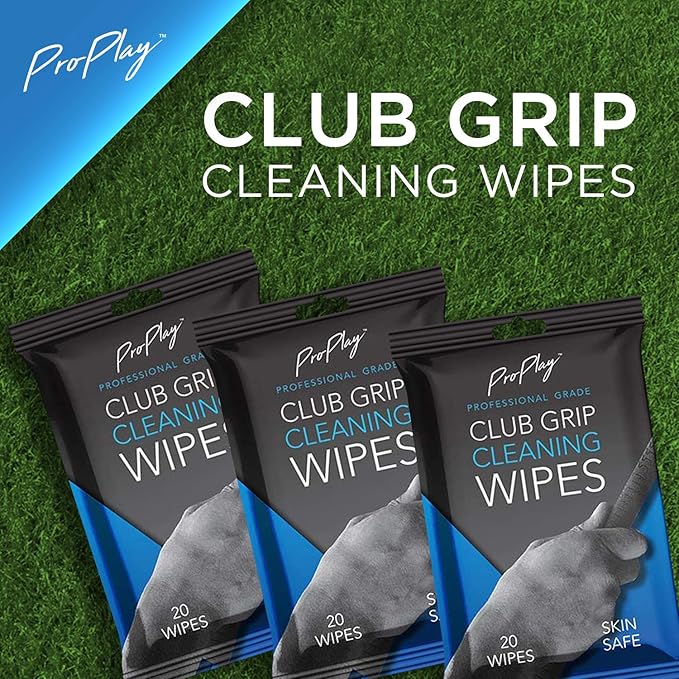 ProPlay Club Grip Cleaning Wipes | Powerful Cleaner Removes Grime, Dirt, and Sweat | Restore Tackiness of Golf Club Grips | Convenient, Resealable Pack - Unscented 3 Pack