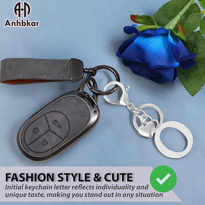 Metal Heart Alphabet Keychain for Women, Girls - Cute Initial Letter Accessories for Purse, Bag Charms and Backpack