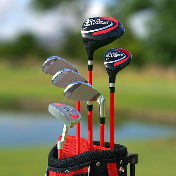 PGA Tour Youth Golf Club Set – Ages 3-5 (3’6”-4’1”) and 5-8 (4’1” - 4'8") Right and Left Handed Beginner Junior Golf Clubs with Lightweight Golf Bag, Mallet Putter, Driver by Golfgen