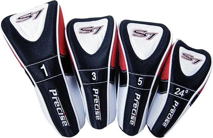 Precise S7 Men’s 18-Piece Golf Set – Titanium Driver, Woods, Hybrid, 5-SW Irons, Putter, Stand Bag, 4 Headcovers and Cover – RH