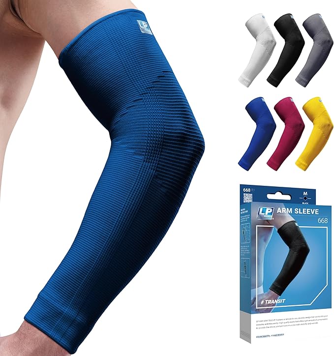 LP SUPPORT 668 Compression Arm Sleeve for Workouts, Sports & Weightlifting, Golf and Tennis Elbow Pain relief for Men & Women