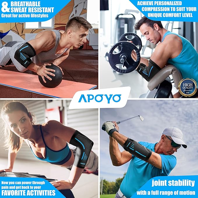 APOYO Elbow Brace for Tendonitis and Tennis Elbow, (Pair) Compression Sleeve for Arthritis, Workouts, Reduce Joint Pain During Fitness Activity (X-Large)