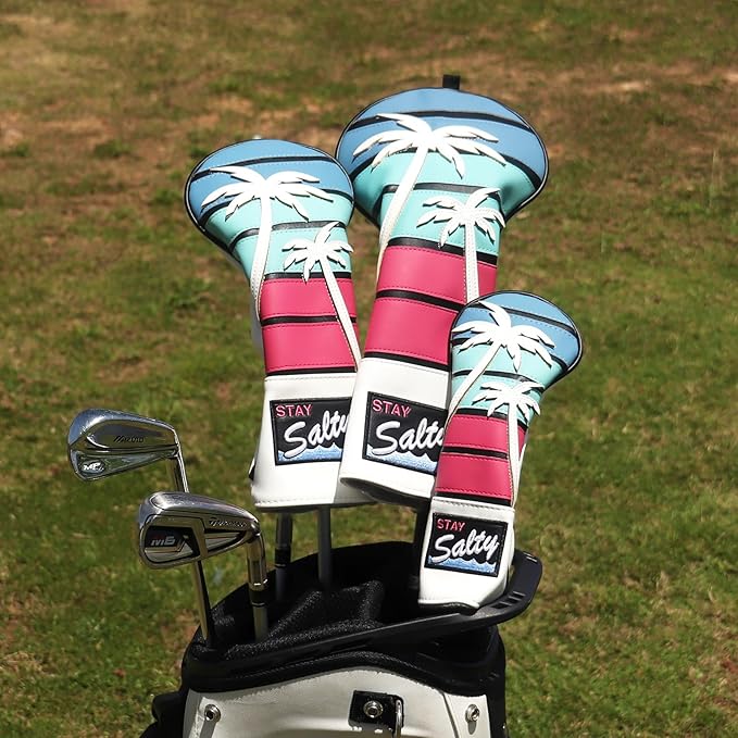 mytag Tropical Golf Headcovers, Coconut Tree Golf Head Covers for Woods and Driver, Putter Covers 3D Embroidery