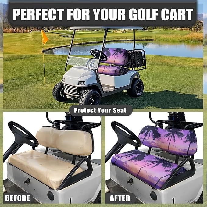Fashion Print Golf Cart Seat Covers 2 Passenger Golf Cart Backrest Cover Golf Cart Seat Towel Gift for Friends