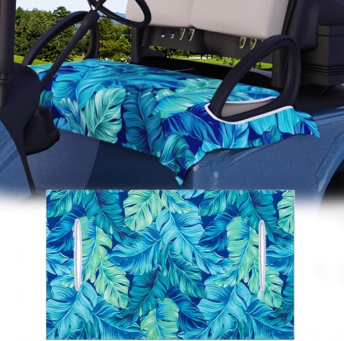 AQQA Golf Cart Seat Covers, Tropical Palm Leaf-Boho-Marble Microfiber Golf Cart Seat Blanket, Golf Blanket, Golf Accessories, Golf Cart Seat Towel Fits All 2-Seat Golf Carts, 55"x 32"
