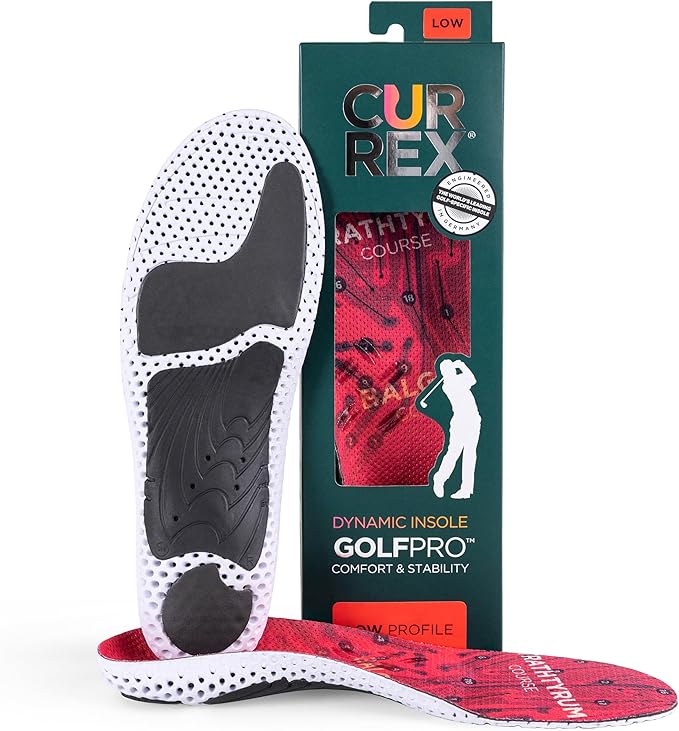 currex GolfPro Insoles for Golf Shoes – Arch Support Inserts to Improve Balance, Stability, Comfort & Performance, Help with Foot & Heel Pain Relief – for Men & Women – Low Arch, XS