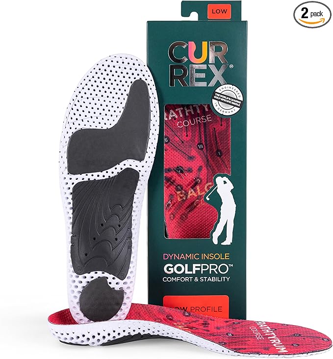 CURREX GolfPro Insoles for Golf Shoes – Arch Support Inserts to Improve Balance, Stability, Comfort & Performance, Help with Foot & Heel Pain Relief – for Men & Women – Low Arch, Medium