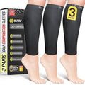 BLITZU 3 Pairs Calf Compression Sleeves for Men and Women. Footless Compression Socks & Leg Support for Running, Travel, Nursing, Fitness. Shin Splints Pain Relief & Reduce Swelling Black 4XL