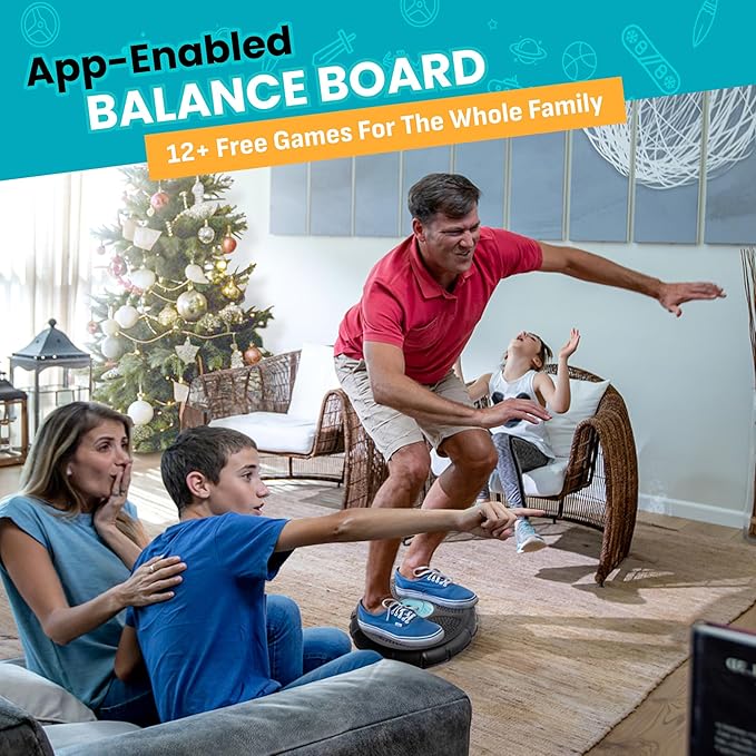 GoBalance Board - App-Enabled Balance Board. Smart Bluetooth Sensor, 12 FREE Interactive Games - Fun, Balance Training and Home Gym Workout! Boost Coordination & Strength for Teens and Adults