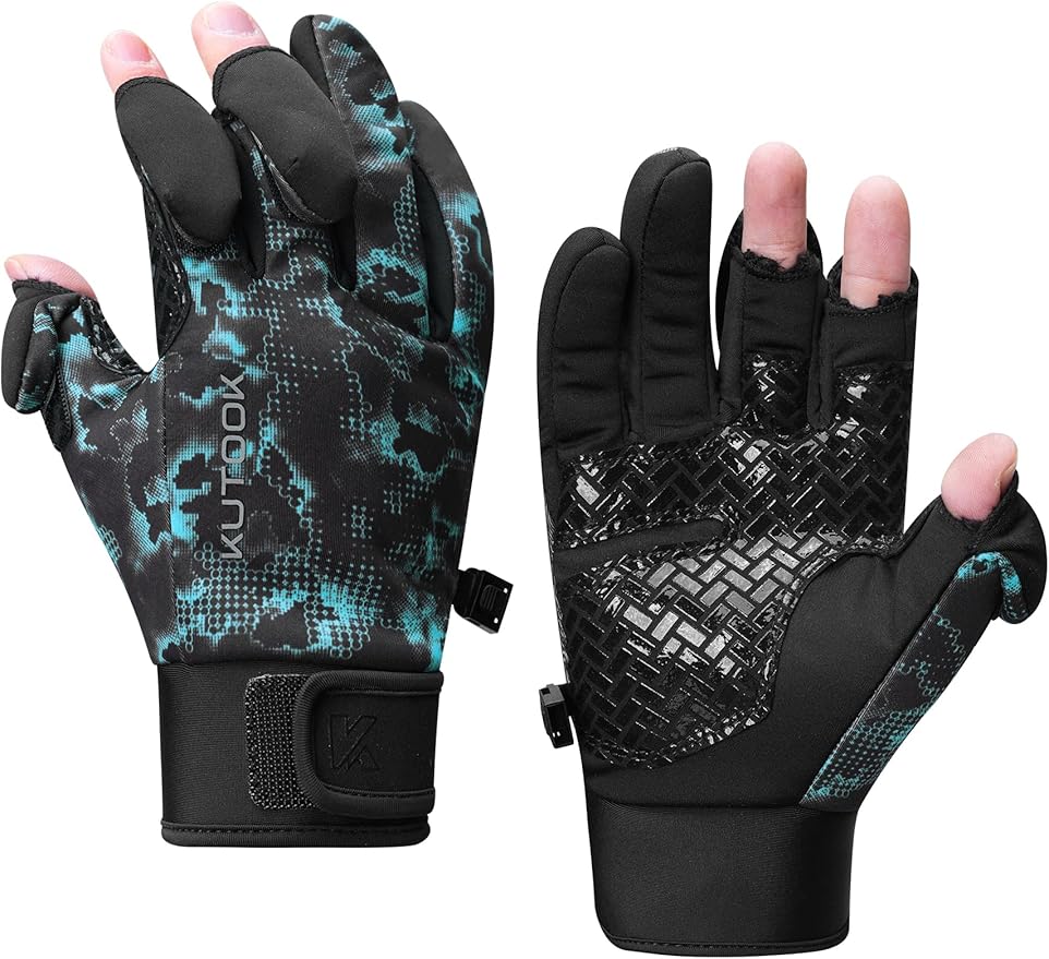 KUTOOK Winter Fishing Gloves for Men& Women Waterproof Glove Cold Weather Hunting Photography Shooting Hiking
