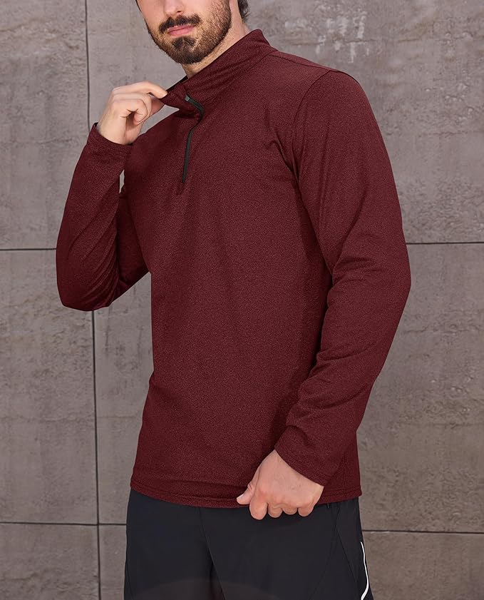 KEFITEVD Men's Quarter Zip Pullover Fleece Lined Long Sleeve Golf Shirt 1/4 Zip Sweatshirts Thermal Winter Sweaters