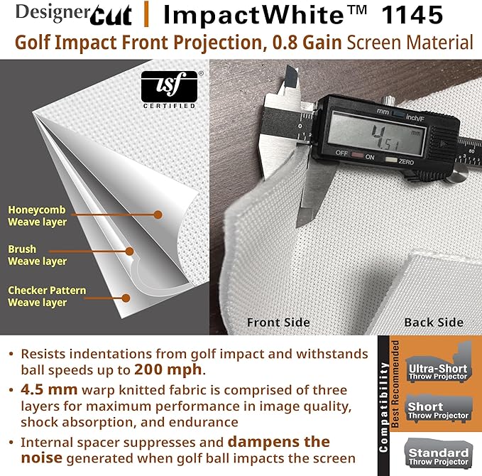 Elite Screens Designer Cut, 10'x13' ImpactWhite DIY Raw Projector Screen Material for Golf/Multi-Sport Simulation, Folded Packing RM-10X13-IPW1145