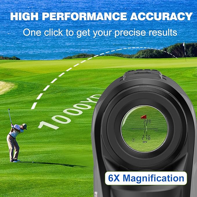 Range Finder for Hunting/Golfing.1000/1300 Yards Laser Golf Rangefinder with Slope .6X Magnification .Flag Lock Vibration Function with Continuous Scan