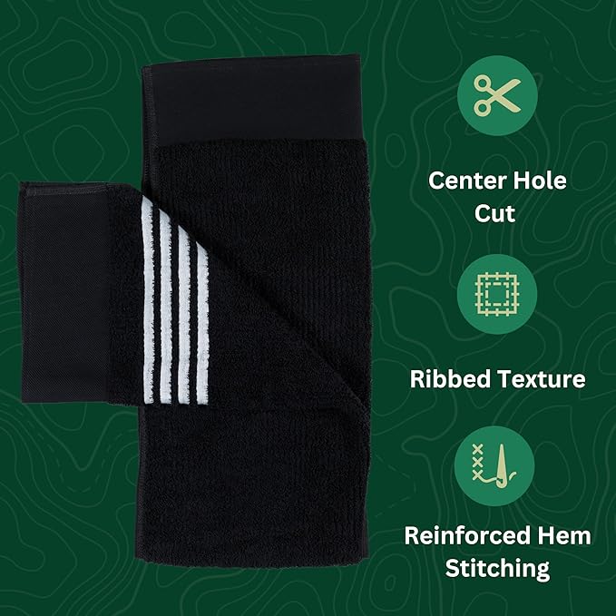 The Tour Towel | Large Golf Caddy Towel Terry Cloth, Absorbent 19" x 44", Center Cut, Perfect Hang Golf Cart Accessory and Golf Bag, Multiple Colors