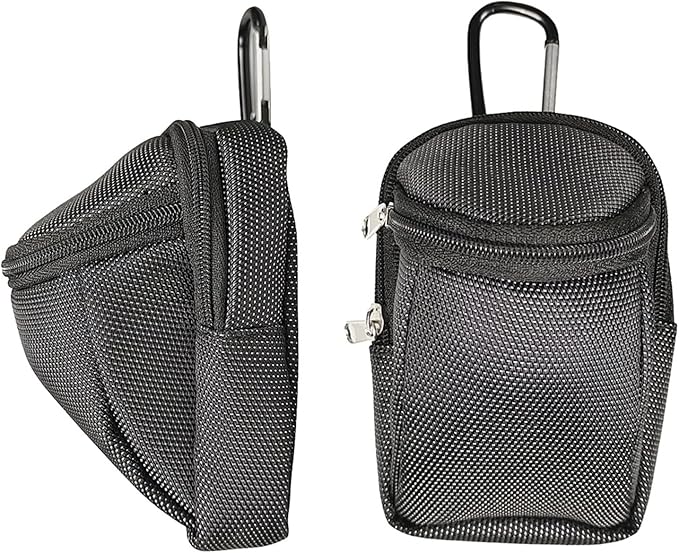 Golf Balls Pouch Bag Pocket Golf Ball Holder for Men Women Golf Tees Bag Pouch with Carabiner 2-Layers Zipper Golf Bags, 12*8*9CM, Quantity: 1