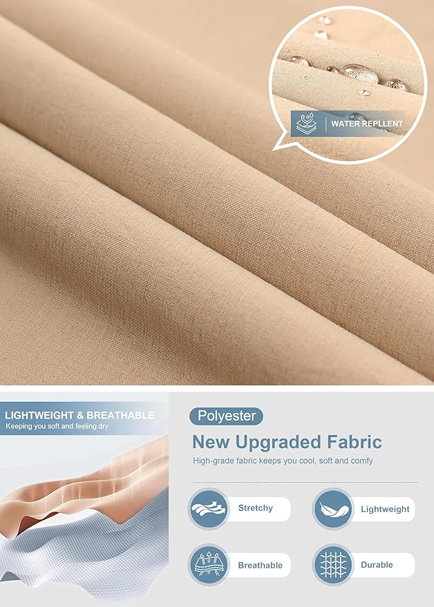 Pudolla Men's Golf Pants Stretch Work Dress Comfy Pants 30"/32"/34" Lightweight Quick Dry Casual Slacks Trousers with Pockets