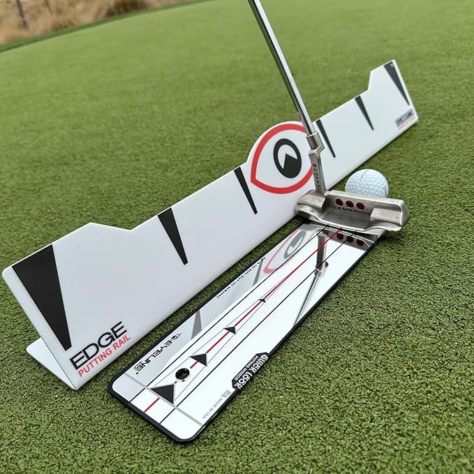 EyeLine Golf Quick Look Mirror and 70 Degree Edge Putting Rail – Compact Golf Training Aid for Putting Stroke with Slight Arc – Use on Indoor Greens or Outdoors
