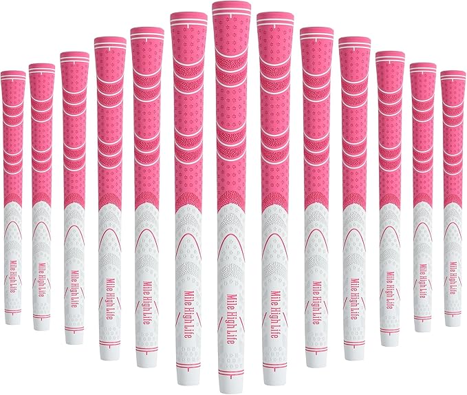 Mile High Life Golf Grips 13 Pack / 3 Pack - All-Weather Soft Rubber Golf Club Grips - High Shock Absorption, Enhanced Traction - Standard, Midsize & Jumbo Size (Core 0.58"-0.61")