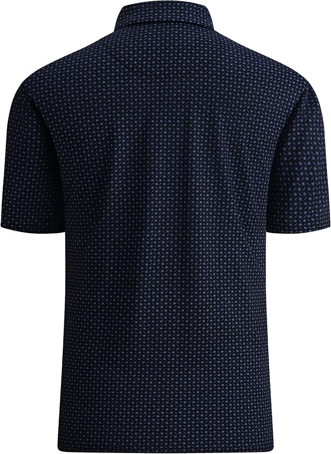 Esabel.C Golf Shirts for Men Dry Fit Performance Short Sleeve Print Moisture Wicking Collared Shirt