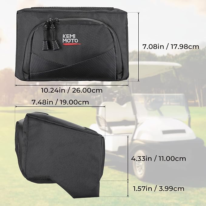 KEMIMOTO Golf Cart Dash Storage Bag Compatible with Club Car Tempo, 1680D, No Drilling Organizer Bag, Waterproof, Black