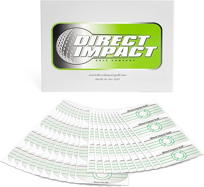 Ultra-Thin Golf Impact Tape by Direct Impact Golf: Combo Pack (100 Driver+100 Iron) Ultra-Thin Golf Impact Tape Labels for Accurate Swing Analysis and Shot Feedback