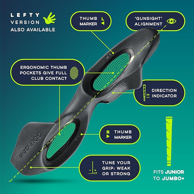 GOLF-GRIP™ Golf Grip Trainer for Left & Right-Handed Golfers – Snap-On Golf Training Aid for Proper Hand Position & Swing Technique – Hit Straighter, Longer Shots & Fix Slices or Hooks