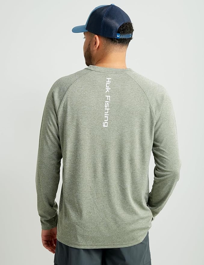 HUK Mens Pursuit Heather Long Sleeve Shirt, Fishing Shirt for Men