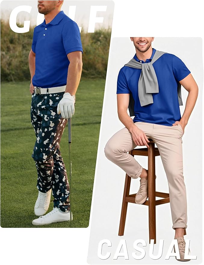 TACVASEN Mens Golf Shirt Dry Fit Mens Polo Shirts Short Sleeve Performance Golf Polos for Men with Collar Work Shirts