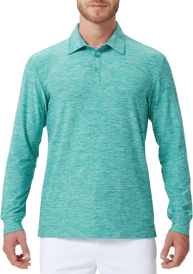 NAVISKIN Men's Polo Shirts Long Sleeve Golf Shirts with Collar UPF 50 SPF Shirt for Men Quick Dry Moisture Wicking