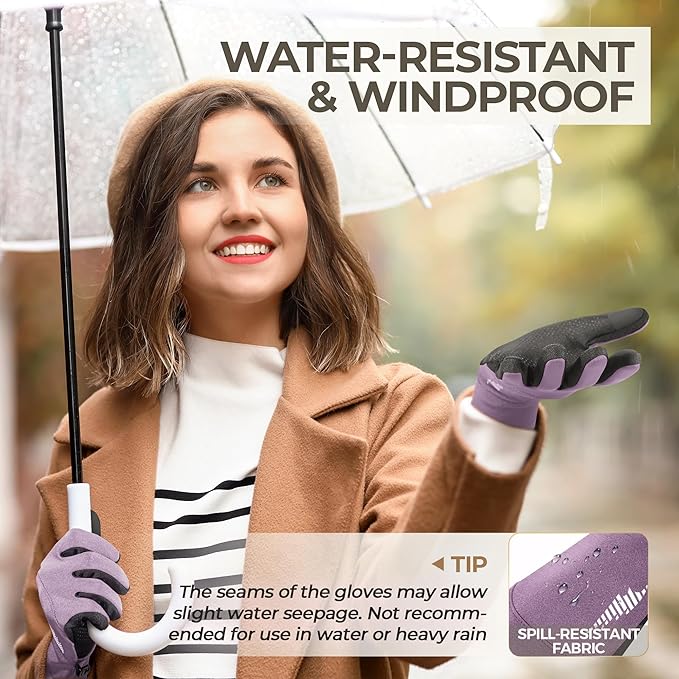 SIMARI Winter Gloves for Women, TouchScreen Water-Resistant Warm Thermal Gloves for Cold Weather, Running Hiking Driving