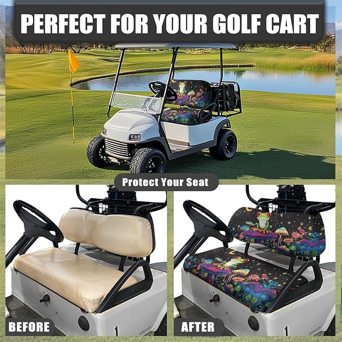 Fashion Print Golf Cart Seat Covers 2 Passenger Golf Cart Backrest Cover Golf Cart Seat Towel Gift for Friends