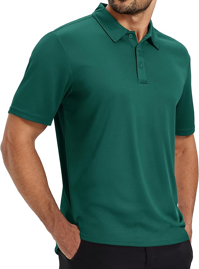 TACVASEN Mens Polo Shirts Short Sleeve Dry Fit Performance Breathable Golf Shirt with Collar Tennis Casual Business Work