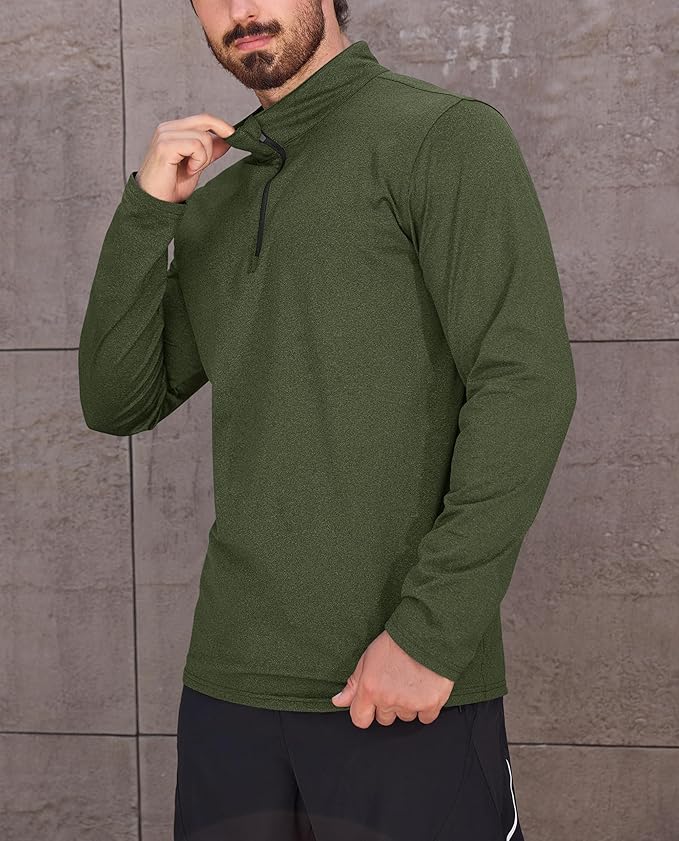 KEFITEVD Men's Quarter Zip Pullover Fleece Lined Long Sleeve Golf Shirt 1/4 Zip Sweatshirts Thermal Winter Sweaters