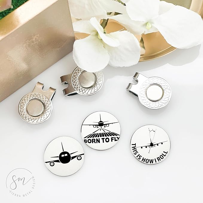 Flying Golf Ball Markers Set of 3 – Plane, Born to Fly, This is How I Roll-Golf Ball Markers Plane Flying Valentines Day Christmas Birthday Love Golf FBA-FLYING-3-GOLF