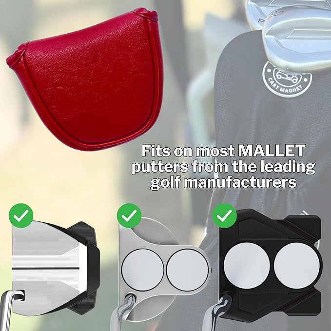 Classic Blade and Mallet Putter Headcovers with Madson Golf Cart Magnet for Secure Positioning and Quick Access, Protective PU Leather Head Covers, Magnetic Golf Accessories
