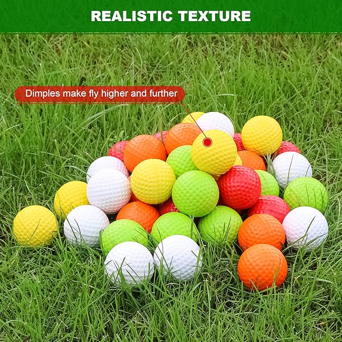 40 Pack Foam Golf Practice Balls - Realistic Feel and Limited Flight Training Balls for Indoor or Outdoor