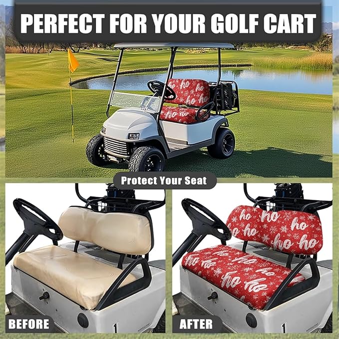 Golf Cart Seat Covers, Universal Fit & Nonskid Bottom Fits for Club Car 2 Person Seats Golf Carts