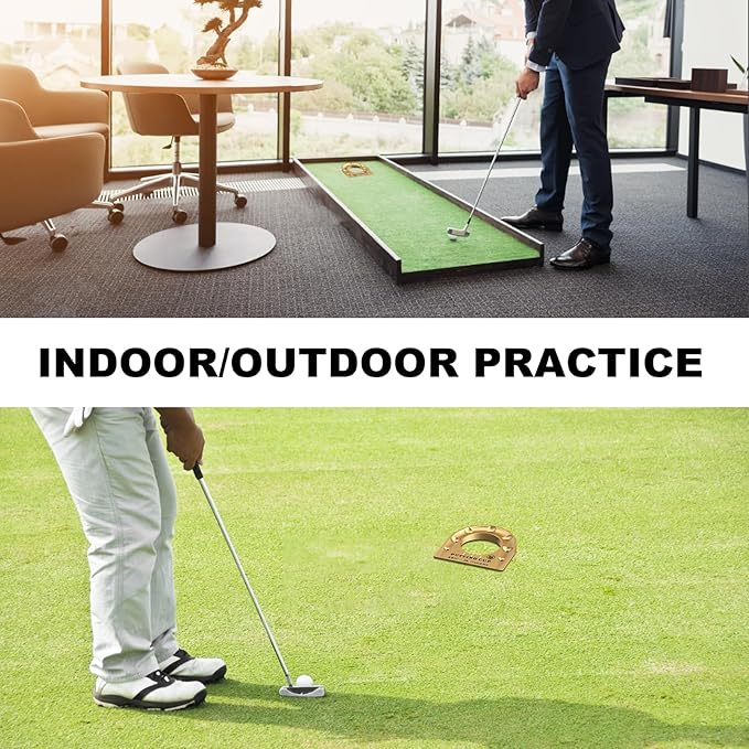 MAZEL Golf Putting Cup Hole Accuracy Trainer - Anodized Milled Aluminum Alloy Putting Training Aid for Indoor Outdoor Practice, with Carry Bag