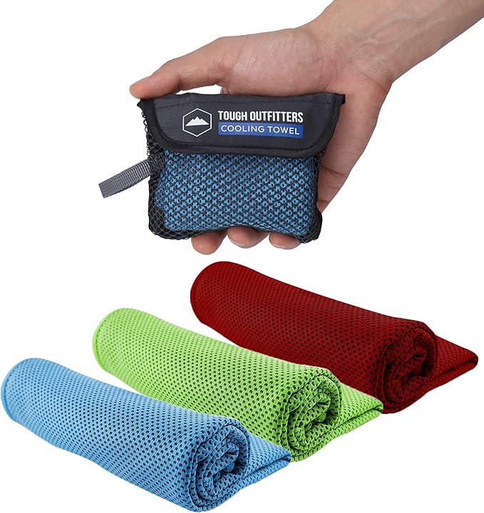 Tough Outdoors Cooling Towels for Neck Face - Neck Cooling Towel for Hot Weather Yoga Sports Golf Sweat - Instant Cold Towel