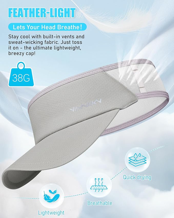 Sports Sun Visor Hats for Women Men Lightweight Breathable Cooling Stretchy Visors Foldable UPF 50+ for Running Tennis Golf