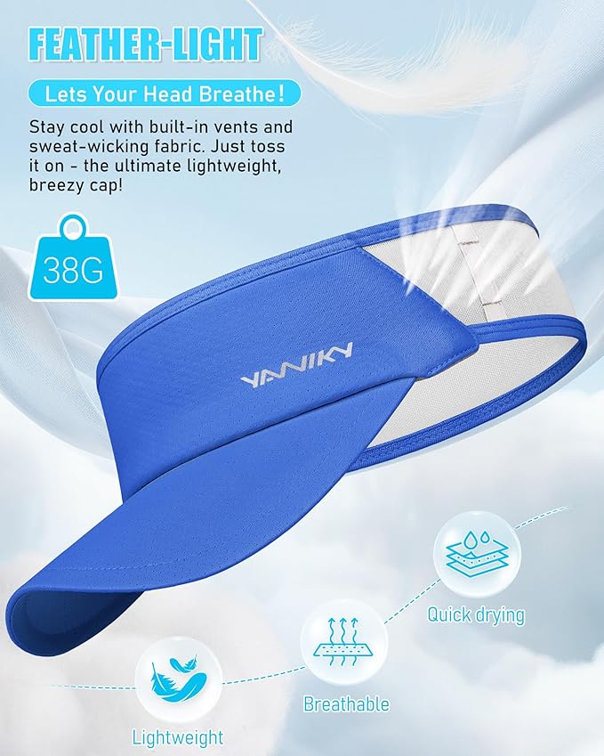 Sports Sun Visor Hats for Women Men Lightweight Breathable Cooling Stretchy Visors Foldable UPF 50+ for Running Tennis Golf