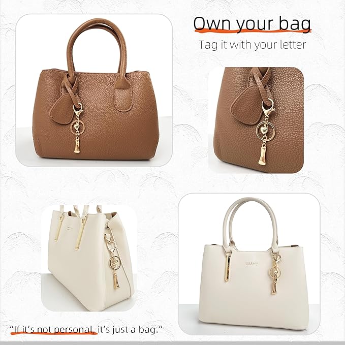 Gold Bubble Heart, Cherry, Bow & More Designs Letter Initial Keychain Bag Charms – Cute Purse Charms for Handbags