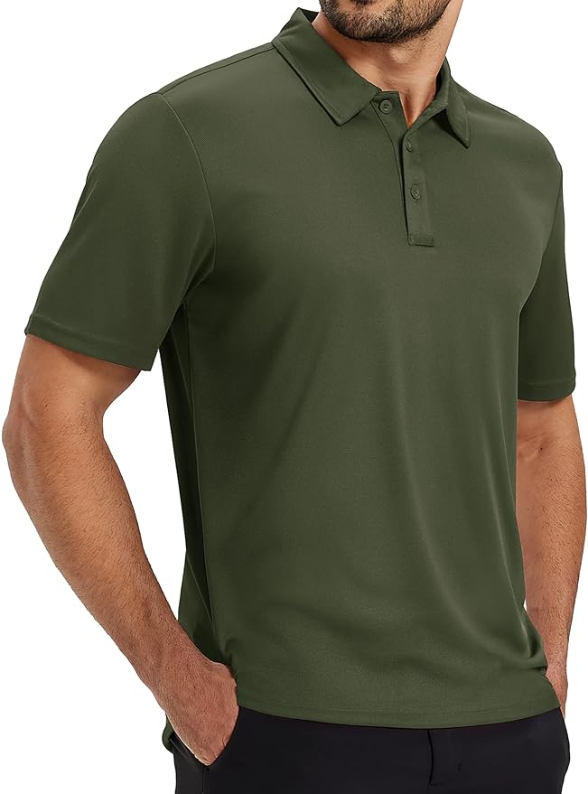 TACVASEN Mens Polo Shirts Short Sleeve Dry Fit Performance Breathable Golf Shirt with Collar Tennis Casual Business Work