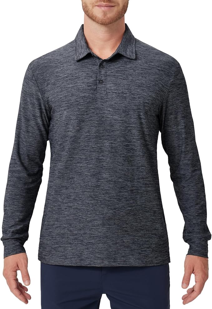 NAVISKIN Men's Polo Shirts Long Sleeve Golf Shirts with Collar UPF 50 SPF Shirt for Men Quick Dry Moisture Wicking
