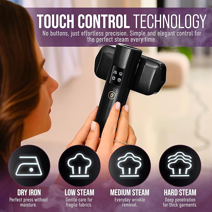 Travel Garment Steamer & Mini Steam Iron – 1200W Handheld Clothes Steamer, 4 Modes, 20s Fast Heating, Wrinkle Remover for Home & Travel Portable Fabric Steamer for Clothing & Bedding – Black