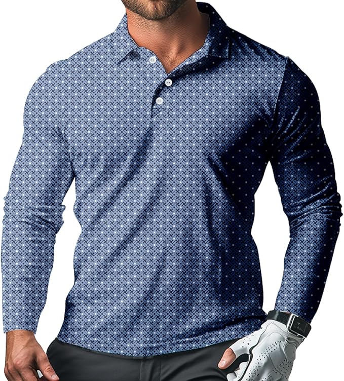 Men's Long Sleeve Golf Shirt Quick Dry 3 Button Work Fishing Outdoor Casual Collar Shirt