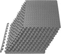 ProsourceFit Puzzle Exercise Mat ½ in, EVA Interlocking Foam Floor Tiles for Home Gym, Mat for Home Workout Equipment, Floor Padding for Kids, Grey, 24 in x 24 in x ½ in, 48 Sq Ft - 12 Tiles