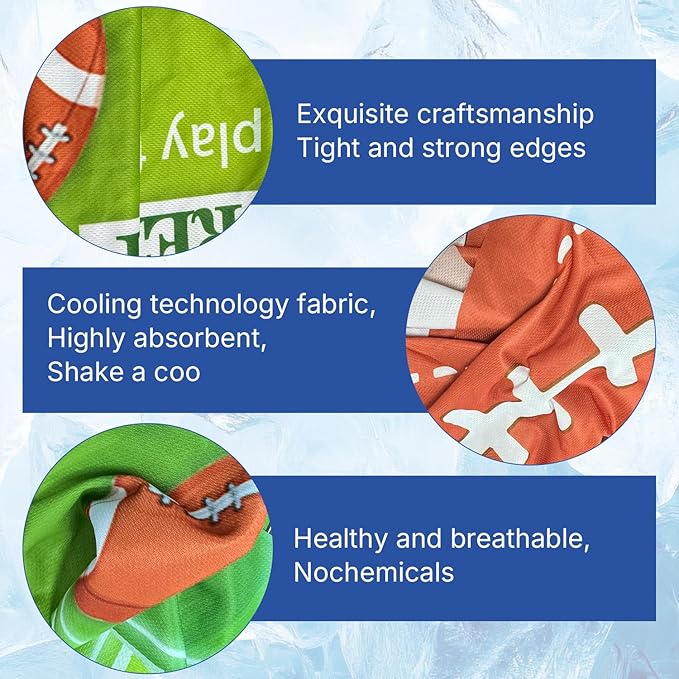 OPSO Football Cooling Towel Set, 40 x 12 inches, 12 Pack, Microfiber Sports Towels for Baseball, Soccer, Golf LCE Towel Microfiber Sports Towels for Player (Football)