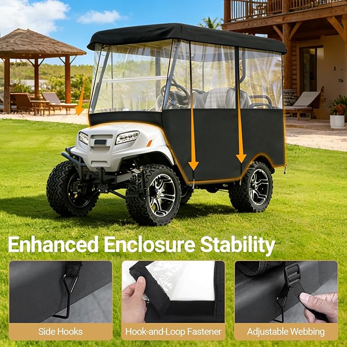 Leader Accessories Deluxe 4-Person Golf Cart Cover Storage Driving Enclosure Fit EZ Go, Club Car, Yamaha Cart