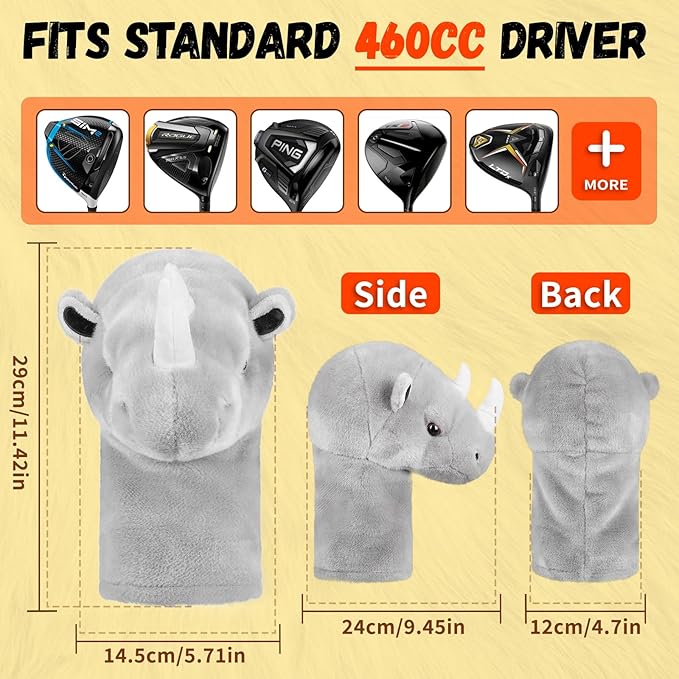 Driver Headcover, Funny Golf Club Covers Soft Plush Animal Golf Head Covers, Creative Golf Headcover Fits Standard 460cc Driver Head